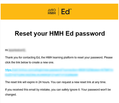 Reset password email