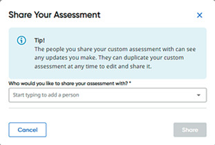 Share Your Assessment dialog box