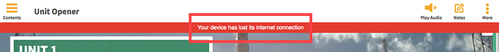 Warning identified: Your device has lost its internet connection