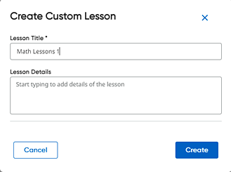 Create Custom Lesson dialog box