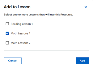 Add to My Lessons dialog box