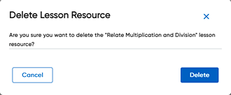 Delete Lesson Resource dialog box