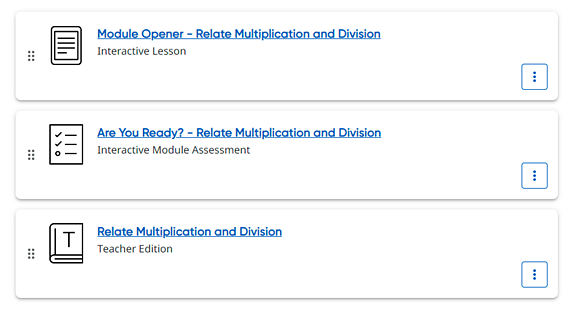 My Lessons page showing selected plan with the resource cards in a new order