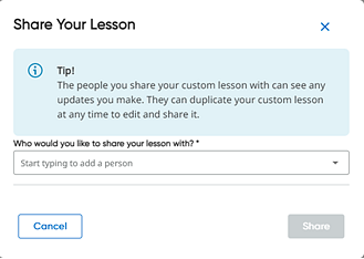 Share Your Lesson dialog box