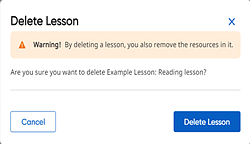 Delete Lesson dialog box