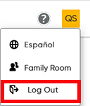 User menu - Log Out option