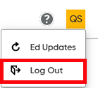 User menu - Log Out option