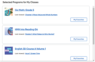 Selected Programs for My Classes widget