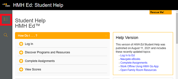 TOC panel closed, TOC icon highlighted