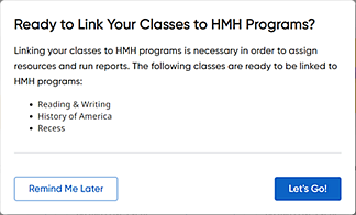 Ready to Link Your Classes to Programs dialog box