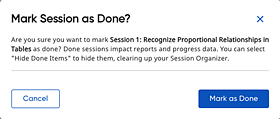 Mark session as done confirmation dialog box