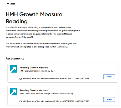 Assign Growth Measure Assessments