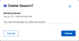 Delete Session confirmation box