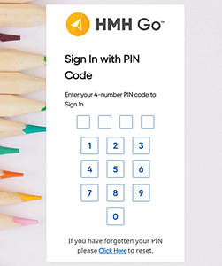 Sign In with Pin Code page