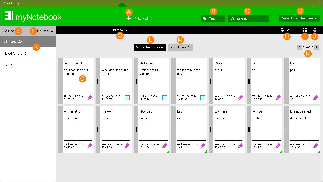 myNotebook dashboard