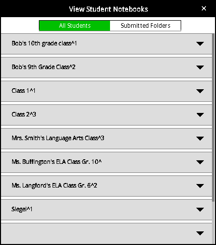 View student notebook - all